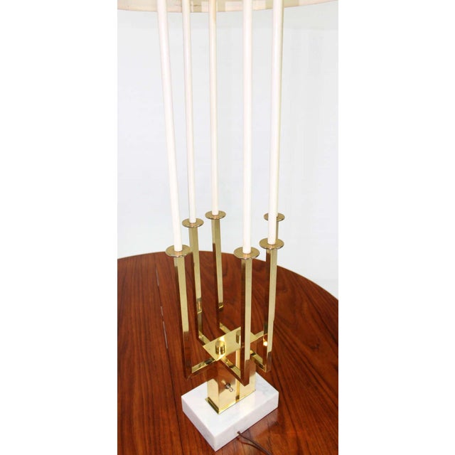 Mid-Century Modern Mid Century Modern Tall Brass Marble Base Table Lamp For Sale - Image 3 of 7