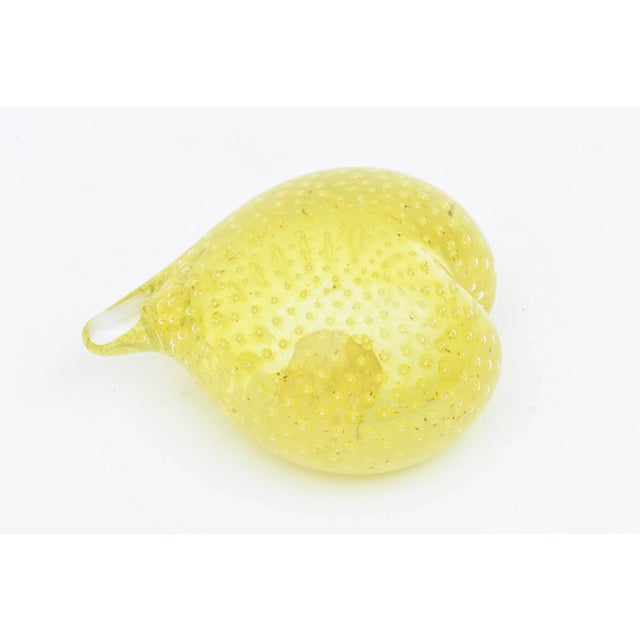 Mid-Century Modern Vintage Murano Yellow Bullecante Bubble Paperweight Mid Century Modern Italian For Sale - Image 3 of 12