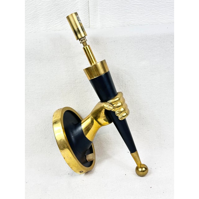 Art Deco Jonathan Adler Left Hand Brass Sconce For Sale - Image 3 of 12