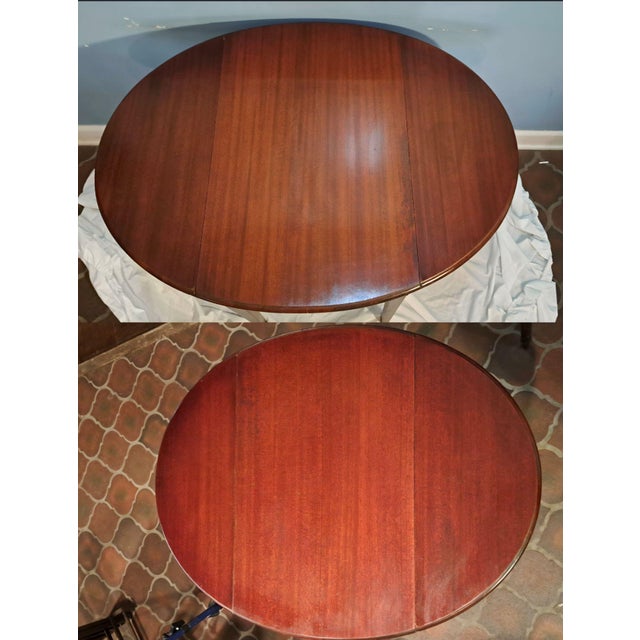 Mid 20th Century Pair of Hickory Chair Style Drop Leaf Side Tables With Fan Inlay and Brass Pulls For Sale In Tampa - Image 6 of 12