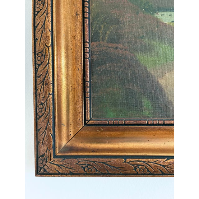 Vintage Original Landscape Oil Painting, Signed Countryside Cottage Art For Sale - Image 6 of 12