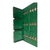 Striking vintage Library Bureau card catalog cabinet in a rich green painted finish with original-style brass label pulls....