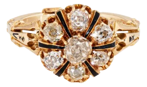 Late 19th Century Antique Victorian 1.50ct Diamond Cluster Ring 14k Yellow Gold Fine Jewelry, Size 9