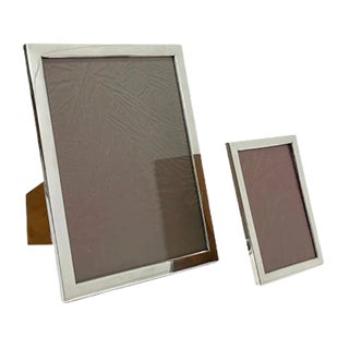 Dutch Rectangular Silver Picture Frames, Set of 2 For Sale