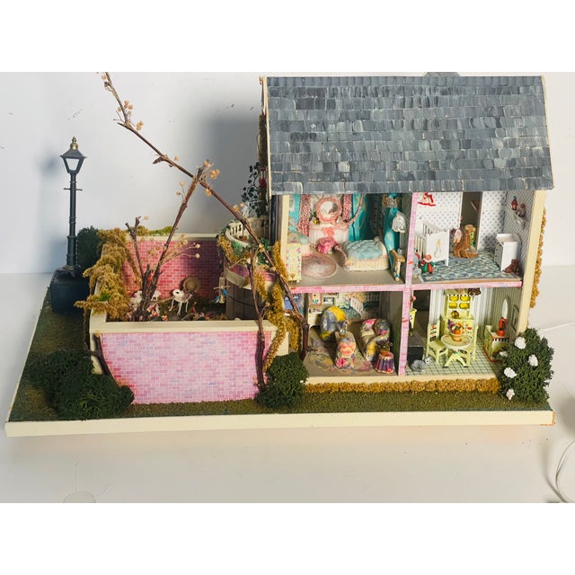Wood 1960s Miniature Installation Dollhouse With Garden by Artist Helen Valerio For Sale - Image 7 of 11