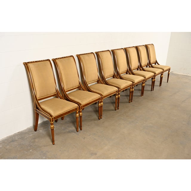 An outstanding set of eight French Regency Louis XVI or Neoclassical style dining chairs By Karges Furniture USA, Circa...