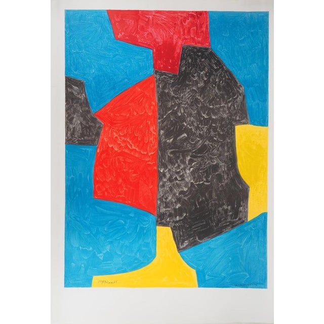 Black After Serge Poliakoff, Red, Blue and Black Composition, Lithograph For Sale - Image 8 of 8