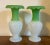 Victorian Antique 19th C. French Opaline Apple Green & White Glass Vases - a Pair For Sale - Image 3 of 12