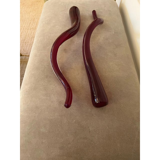 Modern Vintage 1970s Red Glass Decorative Objects - Set of 2 For Sale - Image 3 of 6