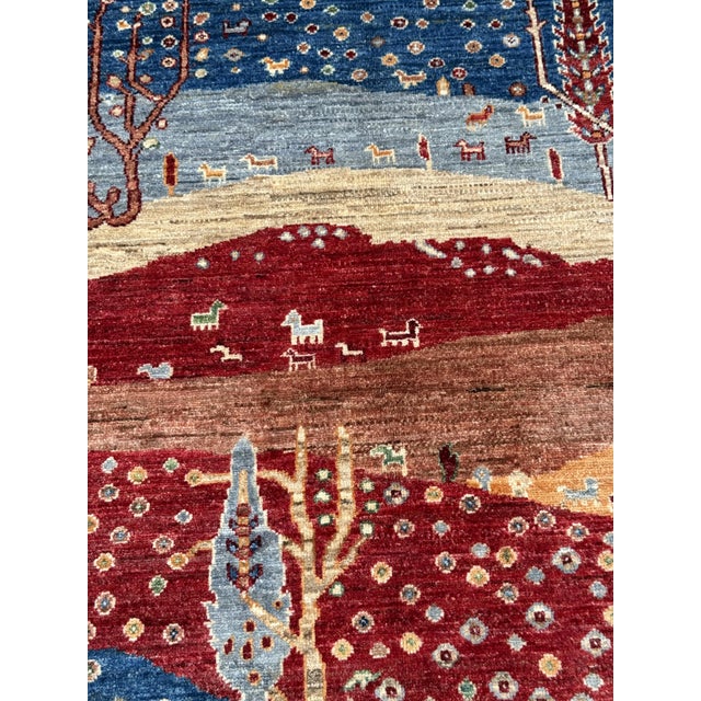 2000 - 2009 Burgundy Persian Style Gabbeh Rug Runner, 02'09 X 06'08 For Sale - Image 5 of 12
