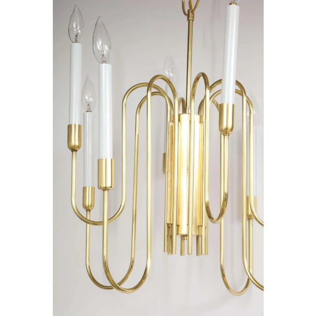 Tommi Parzinger 1960s Tommi Parzinger Style Brass Chandelier by Lightolier For Sale - Image 4 of 13