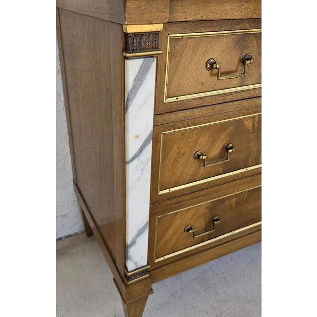 Mid Century Louis XVI Maison Jansen Style Marble Top Commode Dresser Sideboard For Sale - Image 10 of 15