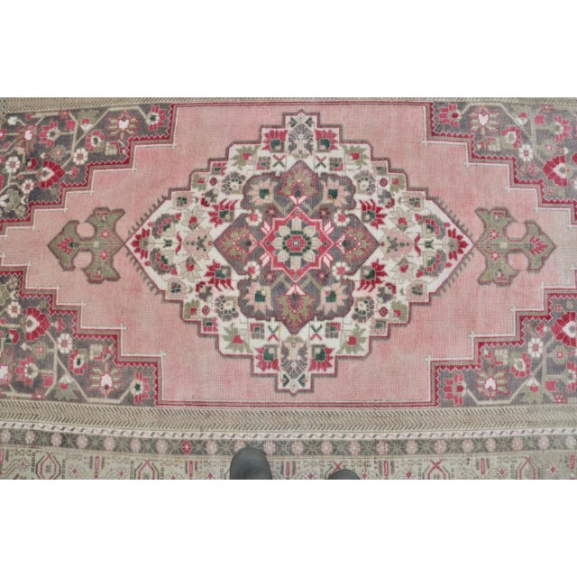Textile 1960s Light Pink Muted Faded Anatolian Natural Area Rug For Sale - Image 7 of 11