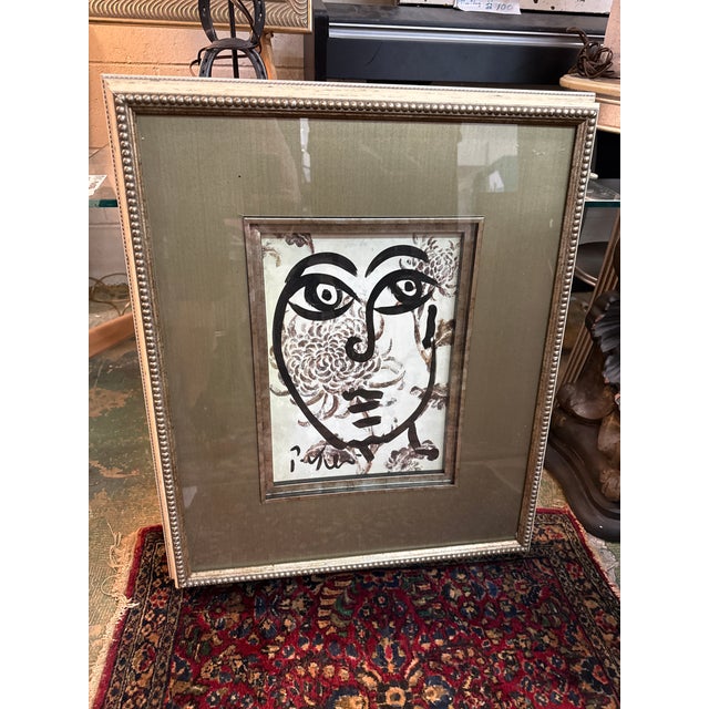 Fantastic Original Peter Keil Abstract Portrait Painting. This beautiful piece circa 1970s depicts a black and white...