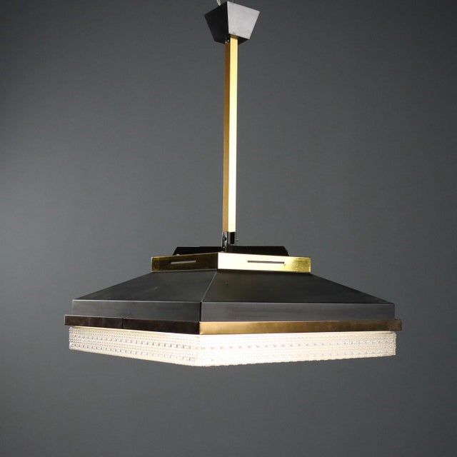 Vintage Hanging Lamp with Brass, 1960s For Sale - Image 4 of 10