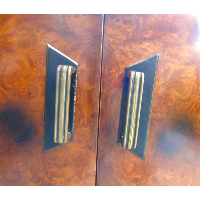 Brown Art Deco Bedside Tables in Briar Brass and Glass, 1950s, Set of 2 For Sale - Image 8 of 18