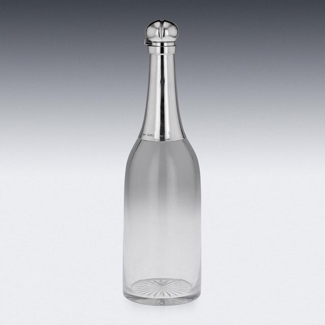 19th Century Victorian Silver & Glass Champagne Bottle Decanter, 1895 For Sale - Image 6 of 15