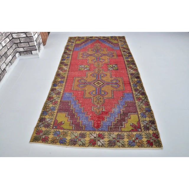 Red Bohemian Handknotted Vintage Carpet For Sale - Image 8 of 10