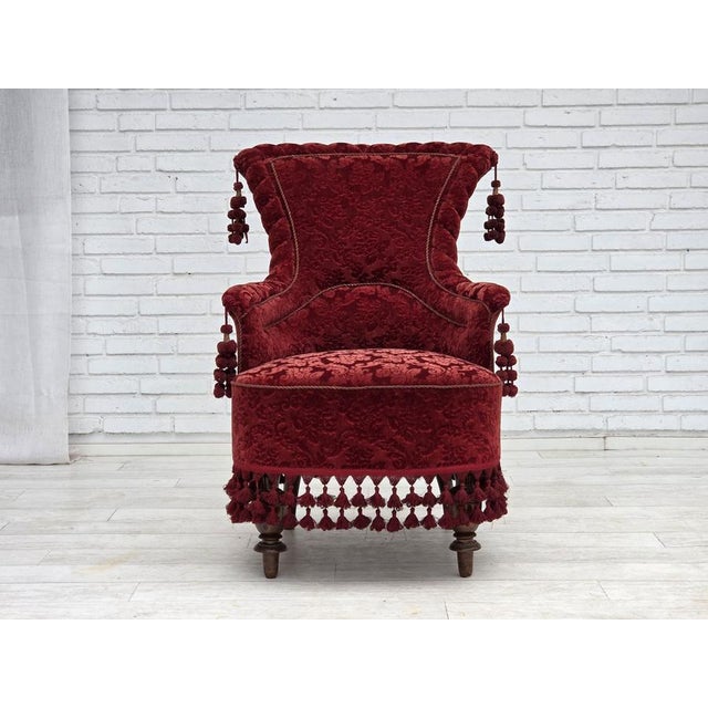 Danish Armchair in Velour with Beech Legs, 1950s For Sale - Image 18 of 18