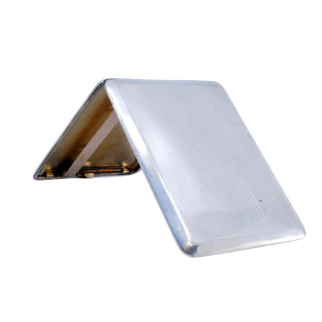 Silver Cigarette Case with Asymmetrical Engravings For Sale - Image 9 of 9