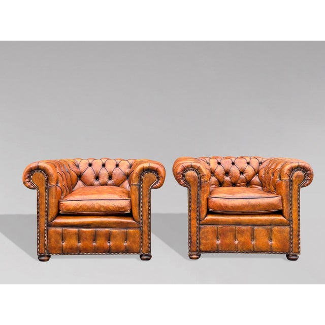 Late 19th Century Antique Chesterfield Club Chairs in Leather, 1890, Set of 2 For Sale - Image 5 of 14