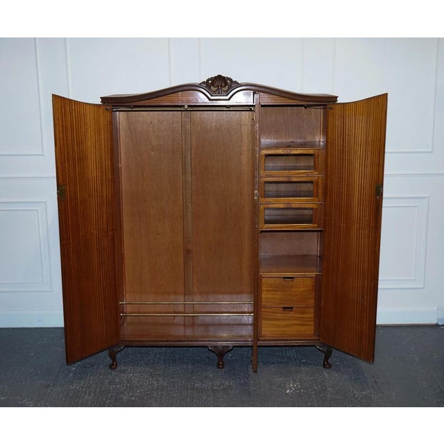 Burr Walnut Triple Wardrobe with Queen Anne Legs For Sale - Image 9 of 18