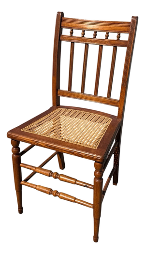 1920's Victorian American Chestnut Cane Seat Side Desk Chair
