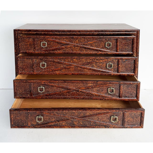 Drexel Late 20th Century Drexel Heritage Expectations Faux Tortoise Console Chests, Vintage Pair For Sale - Image 4 of 12
