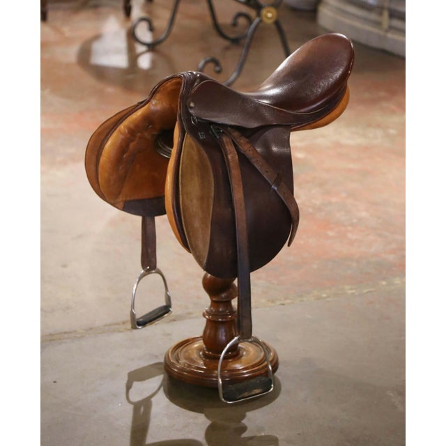 Decorate a rustic or ranch style home with this beautifully kept vintage brown leather saddle. Crafted in Switzerland by...