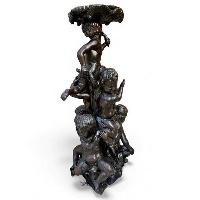 Monumental Large Scale Italian Carved Wood Putti Pedestal Sculpture Antique, wonderfully decorative Italian baroque style...