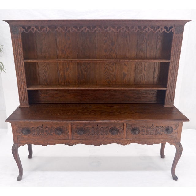 Fine Solid Carved Oak 3 Dove Tail Drawer Server Cupboard Credenza Sideboard MINT For Sale - Image 11 of 18