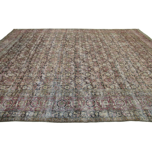 Late 19th Century Allover Antique Persian Malayer Designed Wool Rug in Brown For Sale - Image 5 of 11