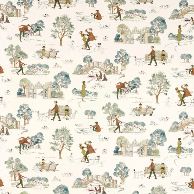Sanderson 101 Dalmatians Fabric in Breeze Blue - a Sample For Sale