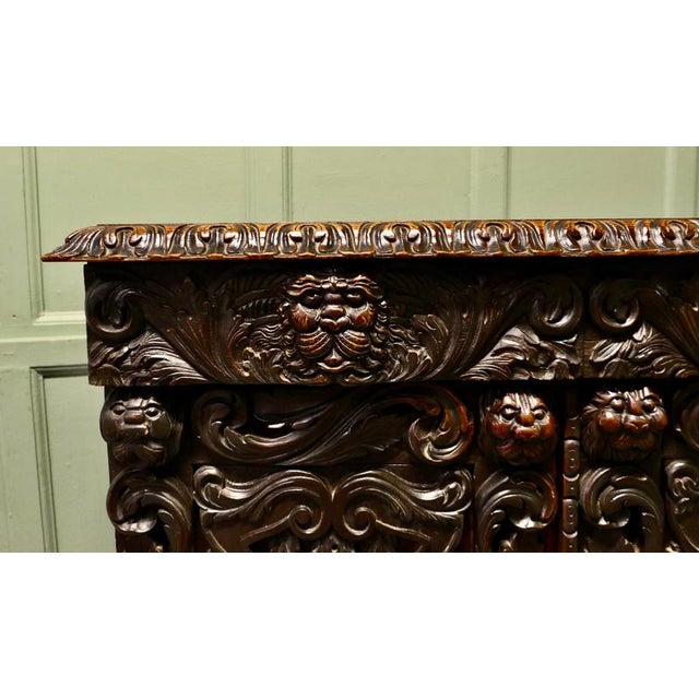 Antique Gothic Carved Oak Cabinet, 1800 For Sale - Image 3 of 9