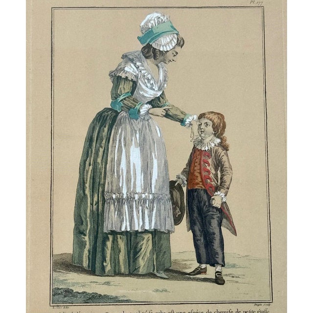 Sculpture Materials French Engraving Hand Colored Galerie Des Modes Costumes Francais, 1779 For Sale - Image 7 of 9