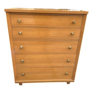 Mid 20th Century Kent-Coffey 'The Captor' Limed Oak 5-Drawer Dresser - Mid-Century Modern Collectible For Sale