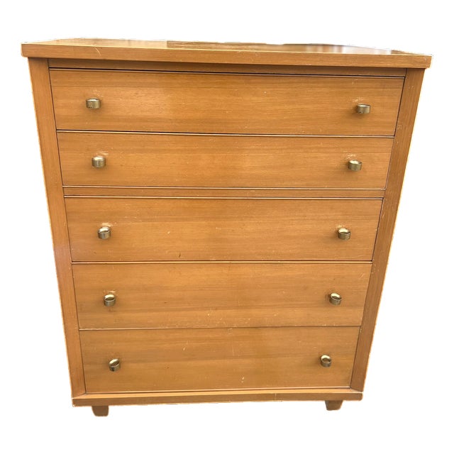 Mid 20th Century Kent-Coffey 'The Captor' Limed Oak 5-Drawer Dresser - Mid-Century Modern Collectible For Sale