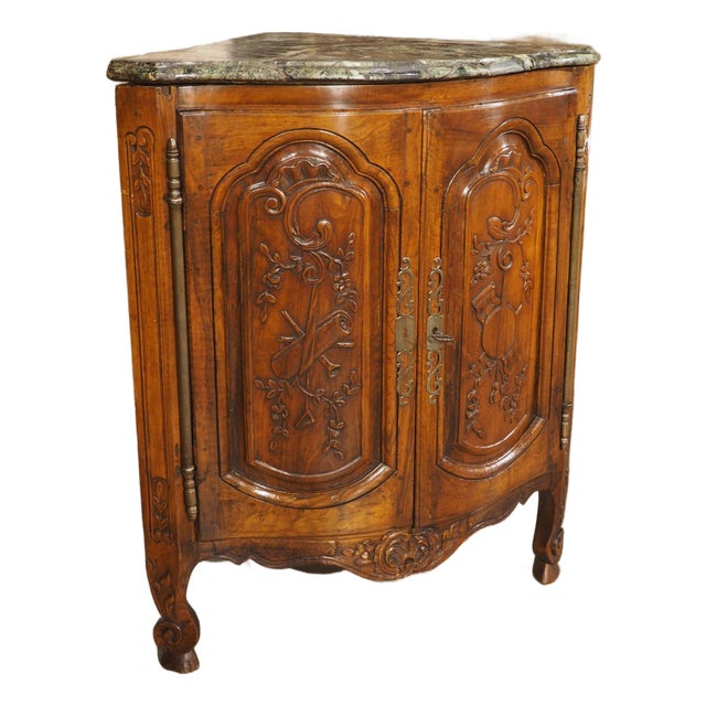 18th Century French Corner Cabinet With Musical Trophy Decor, Provence, France For Sale
