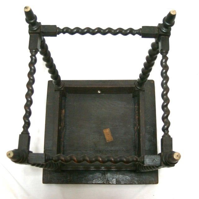 Brown Antique English Petite Barley Twist Wood Accent End Side Table For Sale - Image 8 of 9