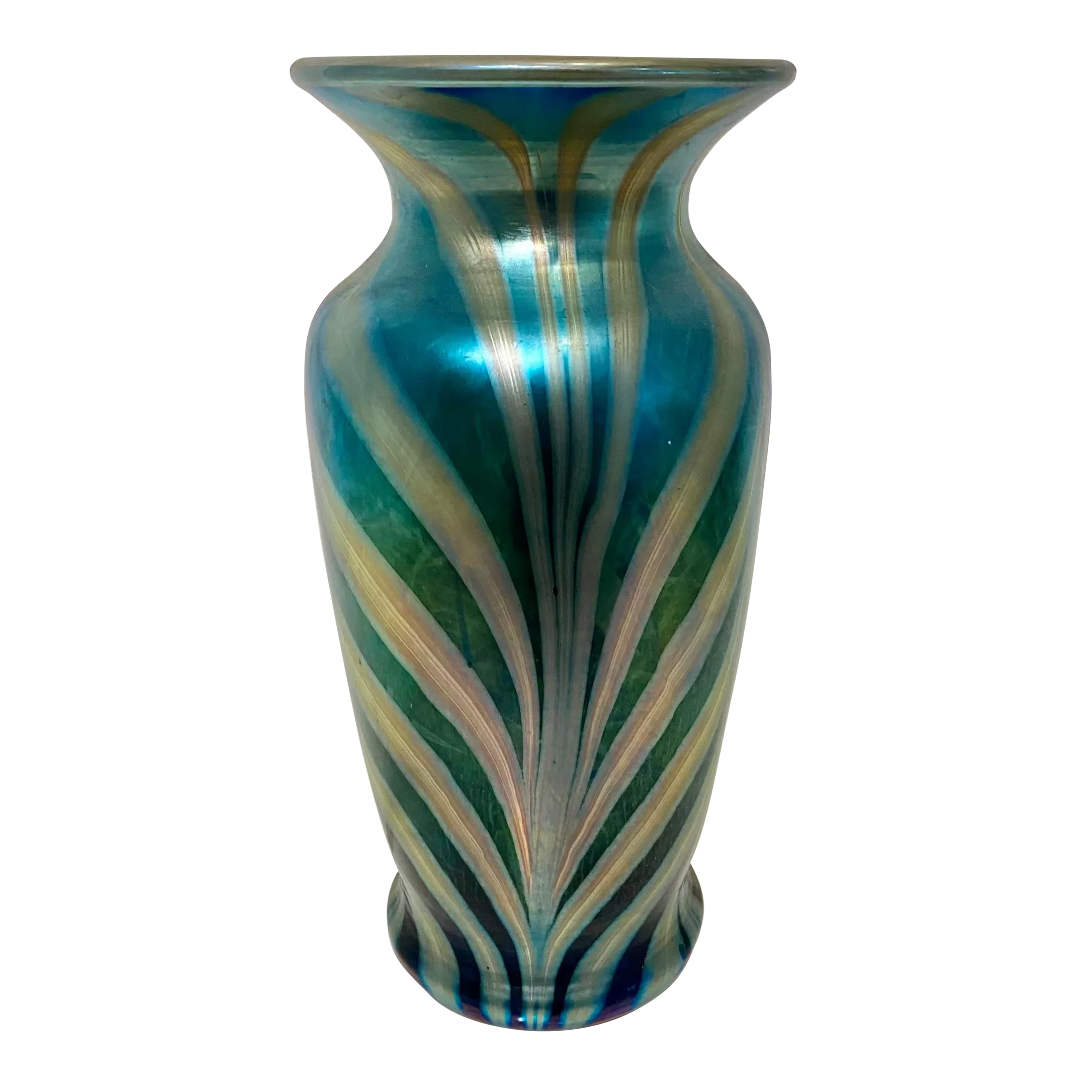 Lundberg Studios Hand Blown Royal Zebra Large Art Glass Vase