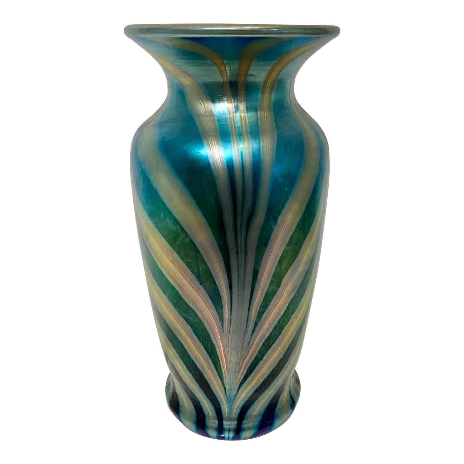 Lundberg Studios Hand Blown Royal Zebra Large Art Glass Vase