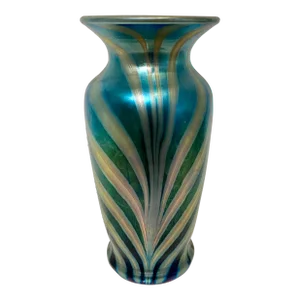 Lundberg Studios Hand Blown Royal Zebra Large Art Glass Vase