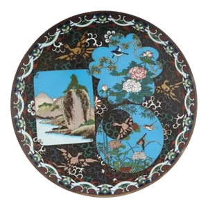 Late 19th Century Japanese Meiji Era Cloisonne Enamel Plate Charger