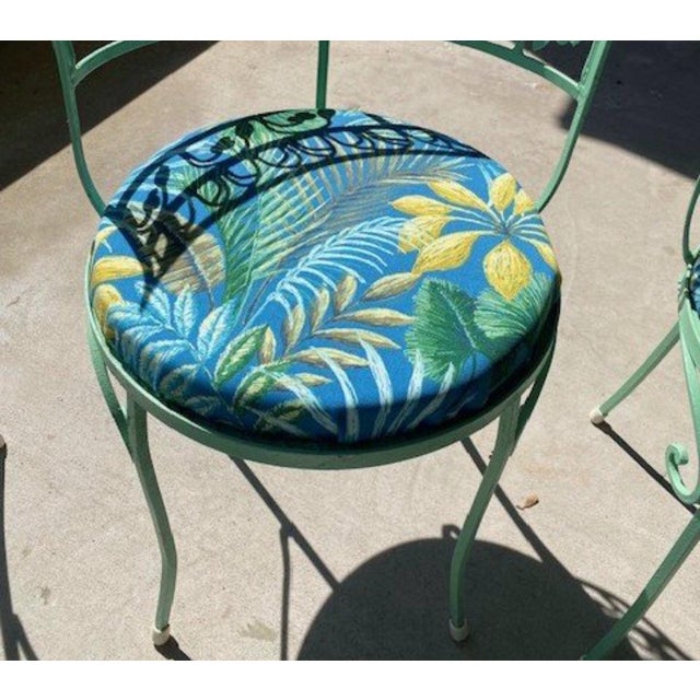 petite set , original paint and some chipping, demilune back rests, work with or without cushions, no maker's mark...