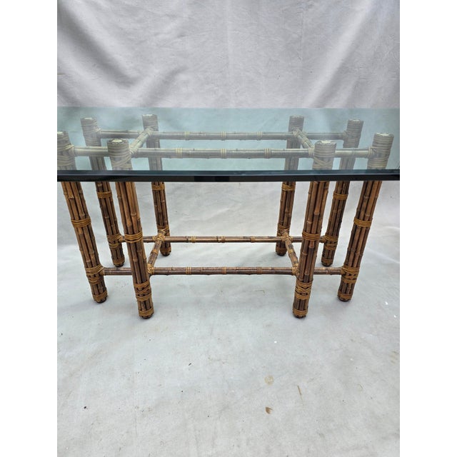 Contemporary Glass and Bamboo Dining Table For Sale - Image 3 of 7
