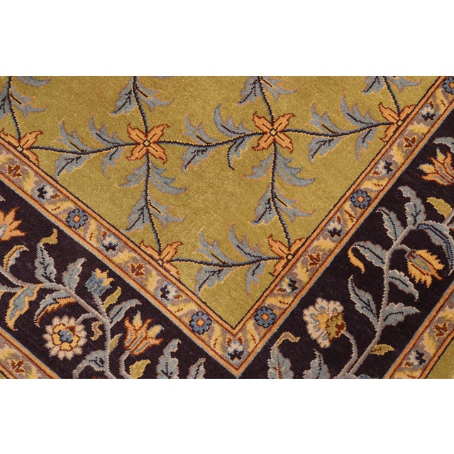 Shabby Chic Green/Aubergine Wool Rug - 6'2'' X 9'2'' For Sale - Image 4 of 10