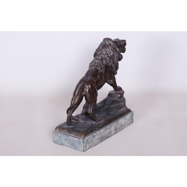 Metal Art Deco Sclpture of Lion in Ceramic and Bronze from Goldscheider, Vienna, Austria, 1910s For Sale - Image 7 of 14