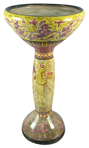 Column Totem Vase in Terracotta Majolica with Hand-Painted Egyptian Decor by Nereo Boaretto, 1950s