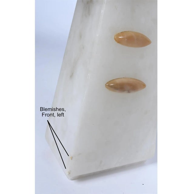Pair of Alabaster White and Beige Pyramid Modern Art Deco Table Lamps For Sale - Image 13 of 13