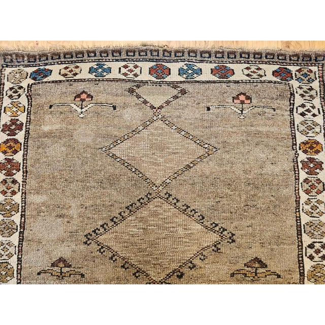 Vintage Kurdish Bidjar Tribal Rug, Hand-Knotted Wool, Geometric Pattern, Straw & Ivory, 4x5 For Sale - Image 10 of 17
